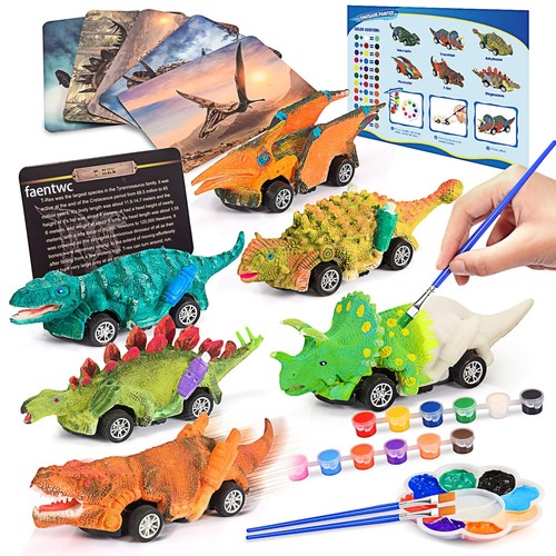 Dinosaur Painting Toys for 5-7: 2 in 1 Dino Arts Painting Kits and Pull Back ...