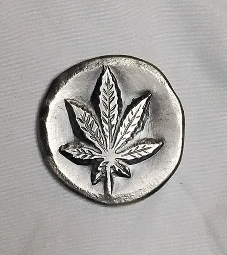 Haleybug Mint 2 Oz .999 Poured Silver Weed Leaf Round Limited Run