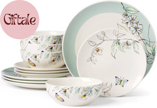 Dinnerware Set, Botanica 12-Piece Dinnerware Set, Service for 4, Porcelain Mater