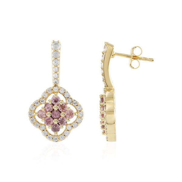 Cavill Granat Ohrringe 925 Silber Vermeil 2,88Ct Blume Elegant Damen-image