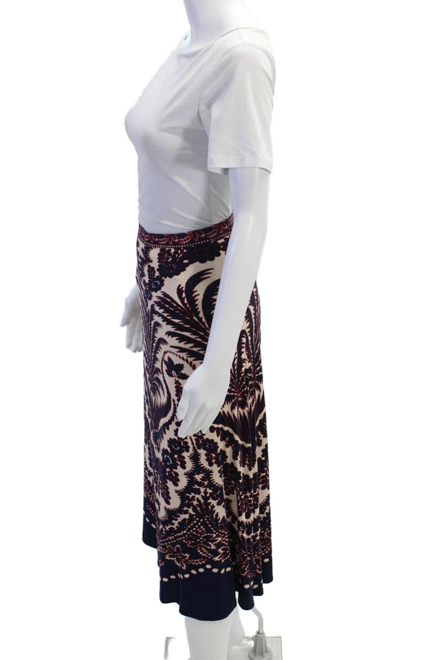 Plenty by Tracy Reese Womens Floral Print A Line Skirt Beige Navy Blue Size Medi - Image 2 of 4