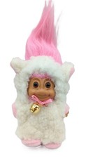 Vintage Russ Troll Doll Lamb Costume Bell Pink Hair Sheep Easter 90s Rare Toy