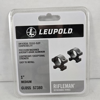 Leupold Rifleman 1'' Scope Rings Detachable Medium Black 57380 Cross Slot