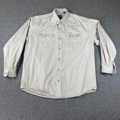Roper Button Up Shirt Mens XL Extra Large Beige Cowboy Yoke Long sleeve