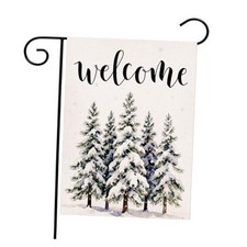 Christmas Garden Flag 12.5x18 Inch Double Sided Outside, Welcome Winter Pine