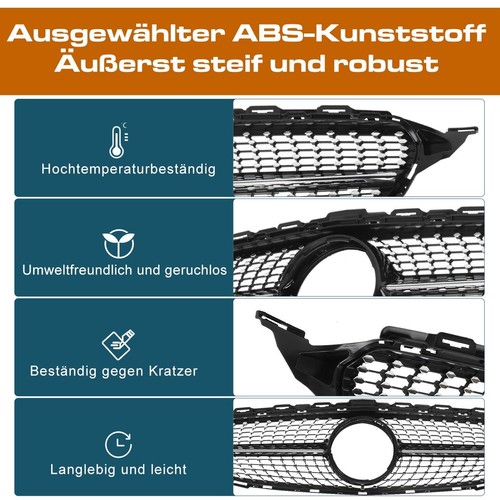 Kühlergrill Frontgrill Diamant Passend für Benz W205 C205 2015–2018 Schwarz - Bild 8 von 17