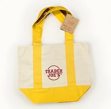 Trader Joes Mini Canvas Tote Bag, Limited Edition, New with Tags - Yellow