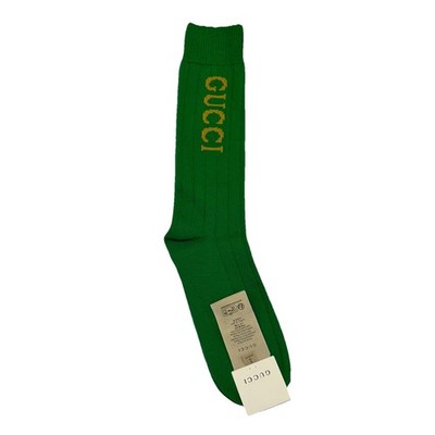 Gucci Logo Herren Socken mit Karton Made In Italy Lang Style Nr: 732697 Grün