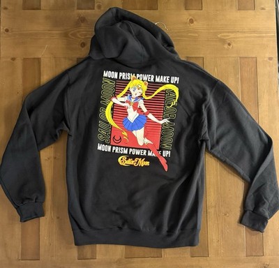 Sailor Moon Hoodie Moon Prism Power Make Up Anime Graphic Pullover Medium Black