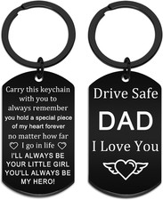 Fathers Day Gift from Son Drive Safe Dad Keychain I Love You Dad Keychain Father
