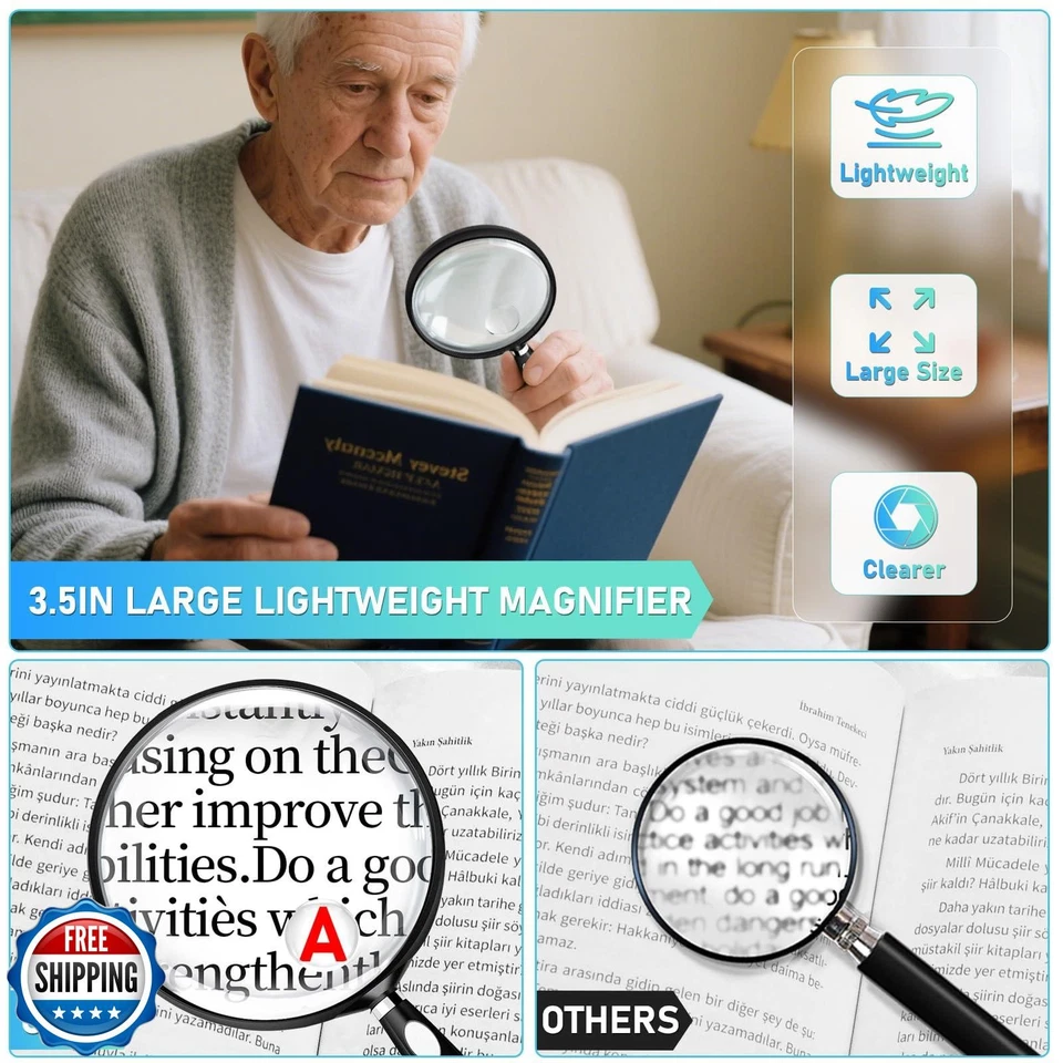 Lupa 10X 30X para lectura, lupa de mano para lectura, 90 mm Ma Foto 3 de 4