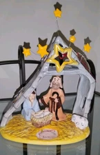 Blue Sky Clayworks CHRISTMAS NATIVITY CRÈCHE Tea Light Candle House, Goldminc,BN