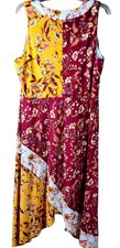 Cato Est 1946 Women's Large Floral Patchwork Sleeveless Midi Dress