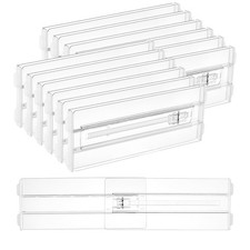 Vtopmart 12 Pack Drawer Dividers for Clothes, 4" H,10.2-16.5" L, Clear