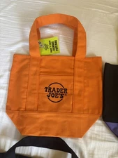 Trader Joes Mini Halloween Canvas Tote Bag Limited Edition Brand New Orange tote