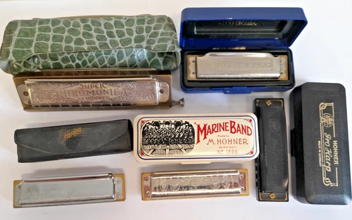 Vintage Harmonica Job Lot The Super M Honer, Pro Harp, Blue Harp Instruments