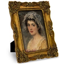 Gold 4x6 Picture Frame, Vintage Ornate, Glass Front, Bronze