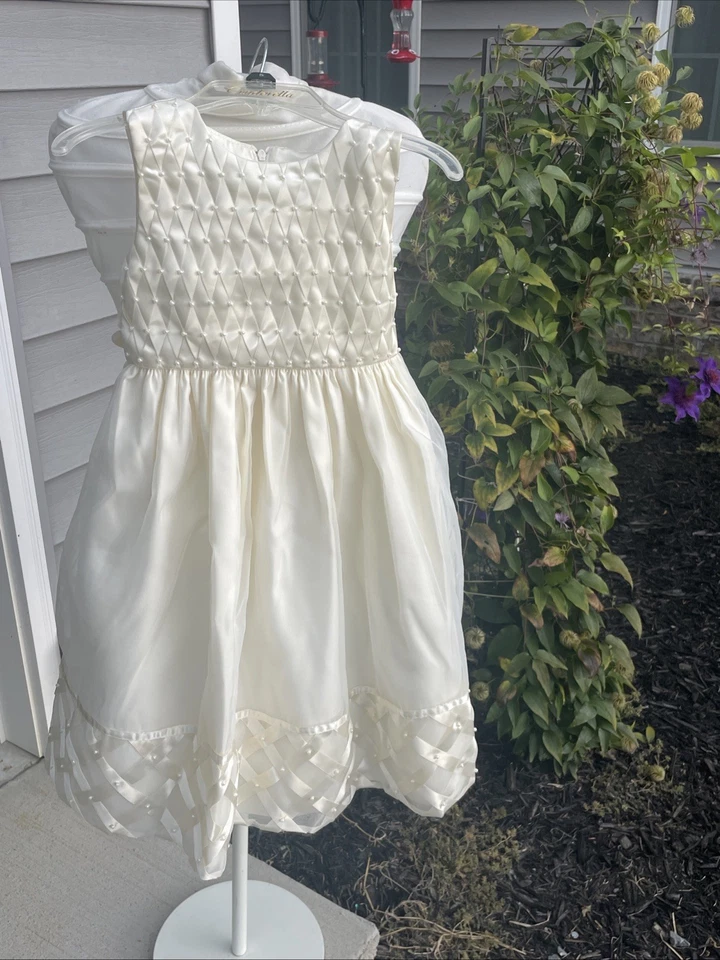 Vestido CENICIENTA Blanco Enrejado Perla Boda Concurso Iglesia Niñas 5 ❤️blt11j Foto 2 de 4