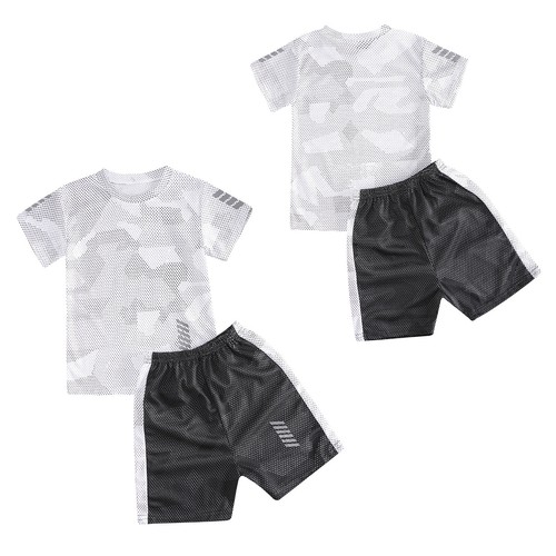 Kids Boys Shorts Exercise Activewear Team Tracksuit Pullover T-Shirt Summer Gym - Picture 44 of 54