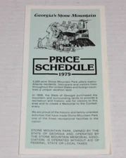 Vintage Travel Brochure Georgia's Stone Mountain 1979 Price Schedule