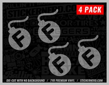 F Bomb Sticker - 4 PACK - Vinyl Car Decals - Funny Window Decal JDM kdm Stickers