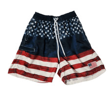 Exist Swim Men's Size Small Red White Blue American Flag Swim Trunks