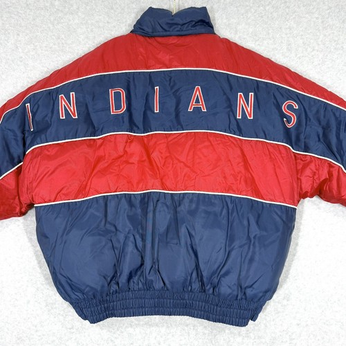 Vintage Cleveland Indians Jacket XL 90s Pro Player Chief Wahoo Spellout Coat - Picture 2 of 17