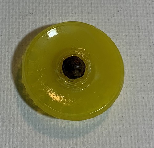 Yellow Lacy Flower Vintage Glass Czech Glass Button 7/8” - Picture 5 of 5