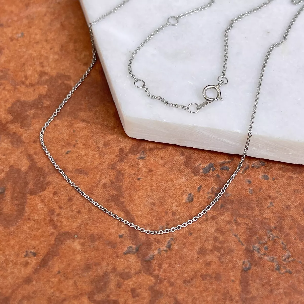 Platinum Solid 1mm Cable Chain Necklace 16 18