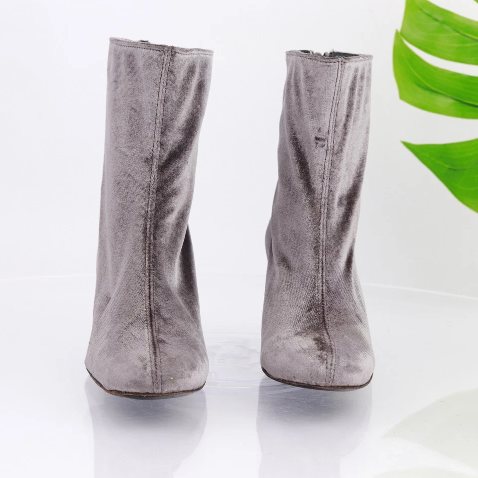 Free People Womens Cecile Boot Size 39 9 Gray Velvet Block Heel Bootie Boho Chic - Image 2 of 4