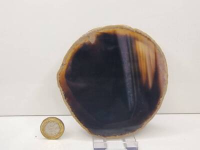 ASD28) Agate Crystal Slice Black