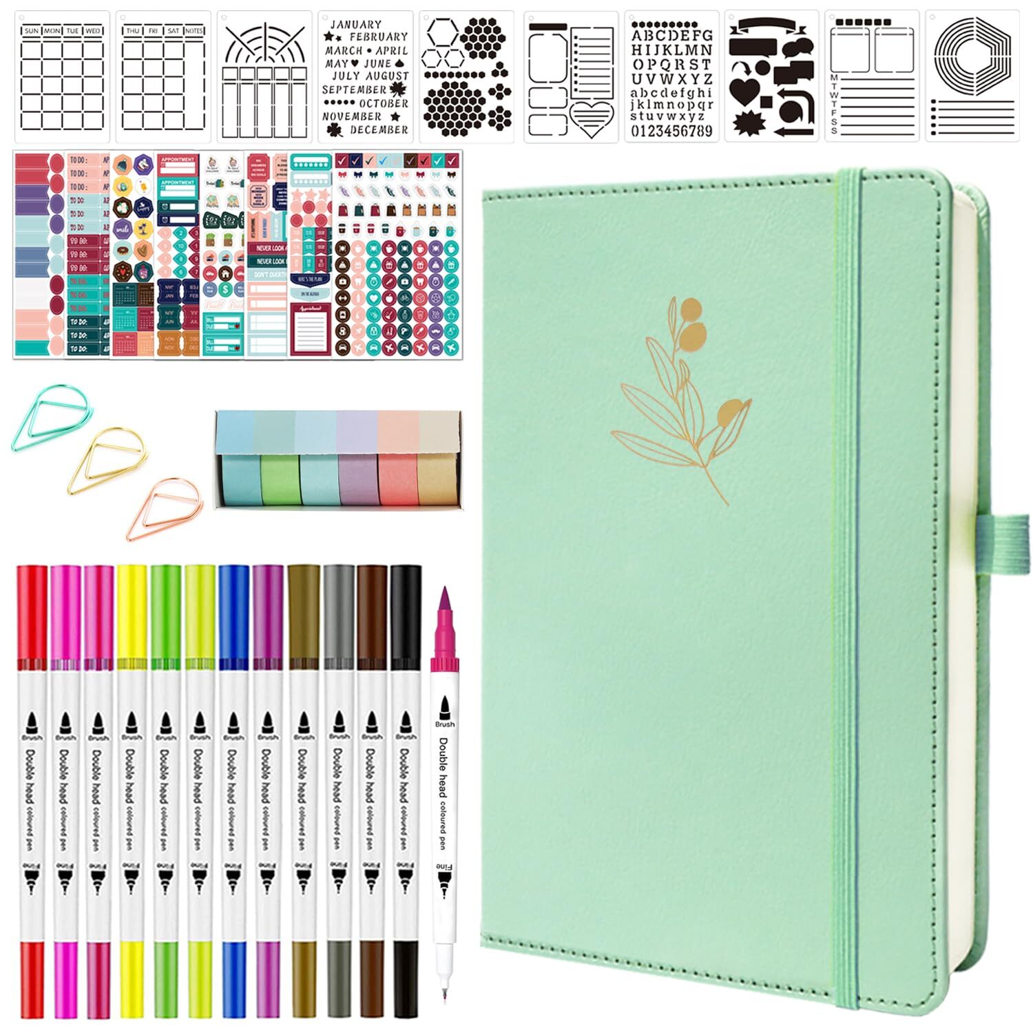 Y&I Bullet Dotted Journal Kit, A5 Hardcover Dotted Journal Notebook with 176 ...