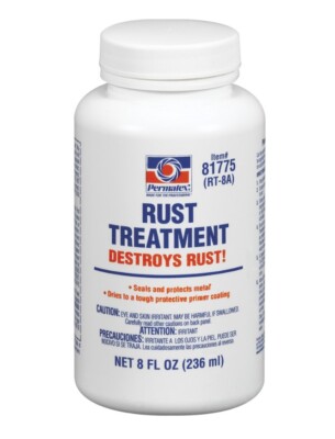 Permatex 81775 Rust Treatment Destroys Rust Brush-Top 8 Ounce Bottle