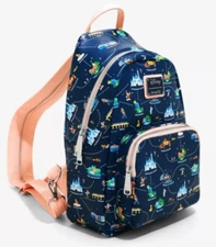 Loungefly Disneyland 65th Anniversary Disney Park Map Convertible Mini Backpack