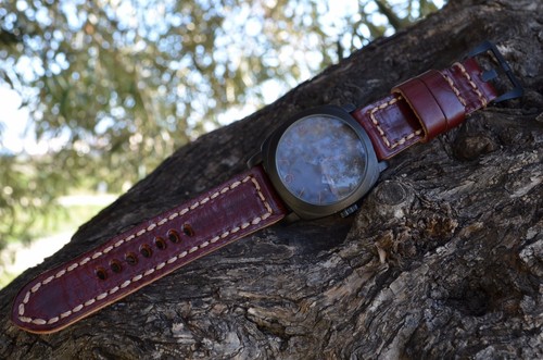 CORREA RELOJ 26 24 22 MM MALAGA BURDEOS GENUINA PIEL PARA PANERAI ETC MA STRAP - Bild 2 von 11