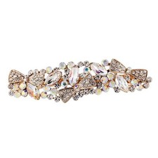 USA BARRETTE Hair Clip using Swarovski Crystal Hairpin Flower Bridal Gold 03