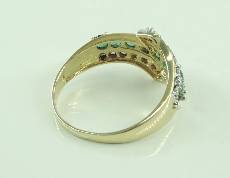 Vintage Damen Ring 585er 14 Karat Gelbgold mit Smaragd&Diamanten(62 (19,7 mm Ø)* - Bild 4 von 4
