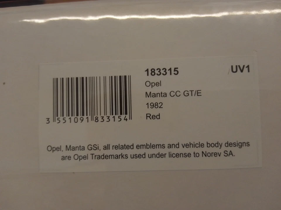 Norev Opel Manta CC GT/E red 1982 1/18 183315 - Immagine 3 di 3