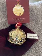 NEW 2017 Reed and Barton Gold Holly Bell Christmas Ornament