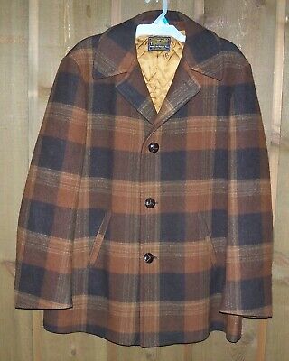 Vintage Pendleton Wool Jacket Car Coat Brown Black Plaid LARGE, L Quilted  Lining | eBay