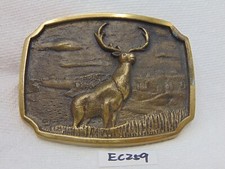 HERITAGE MINT 1970'S REGISTERED COLLECTION BRASS DEER ELK IN NATURE BELT BUCKLE