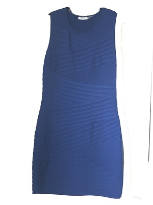 calvin klein pleated dress blue Calvin Klein Side Tie Pleated A-Line Dress in Blue