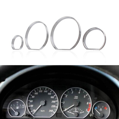 4-teilig Chrom Tachoringe Instrumente Tacho Ringe Blenden Satz für BMW 3er E46