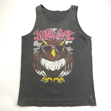 Koala x Core Cool OWL Graphic Vintage Dark Gray Tank T-Shirt Men's Size S Casual