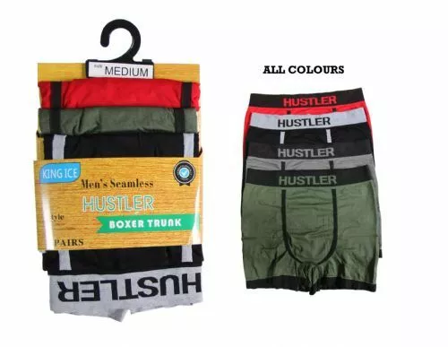 3 Pairs Mens HUSTLER Seamless Boxer Shorts Trunks Briefs Adults Underwear S-XL - Picture 2 of 5