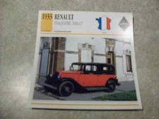 CARTE FICHE AUTO RENAULT VIVAQUATRE TAXI G7