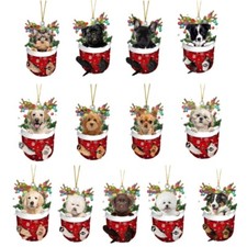 Acrylic Dog Pendant Christmas Decoration Hanging Dog Ornament for Tree Adornment