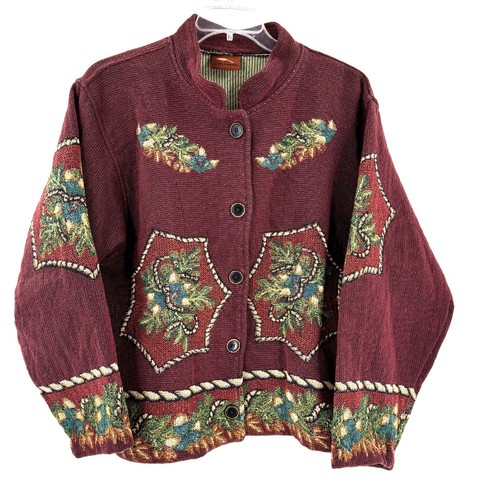 Bob Timberlake Tapestry Jacket Embroidered Floral Holiday Christmas