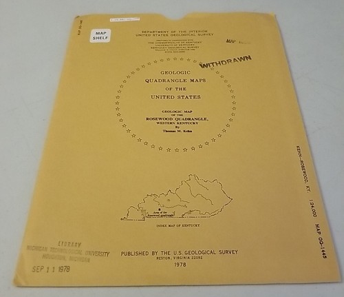 USGS Geologic Map Rosewood Quadrangle, Western Kentucky w/Sleeve