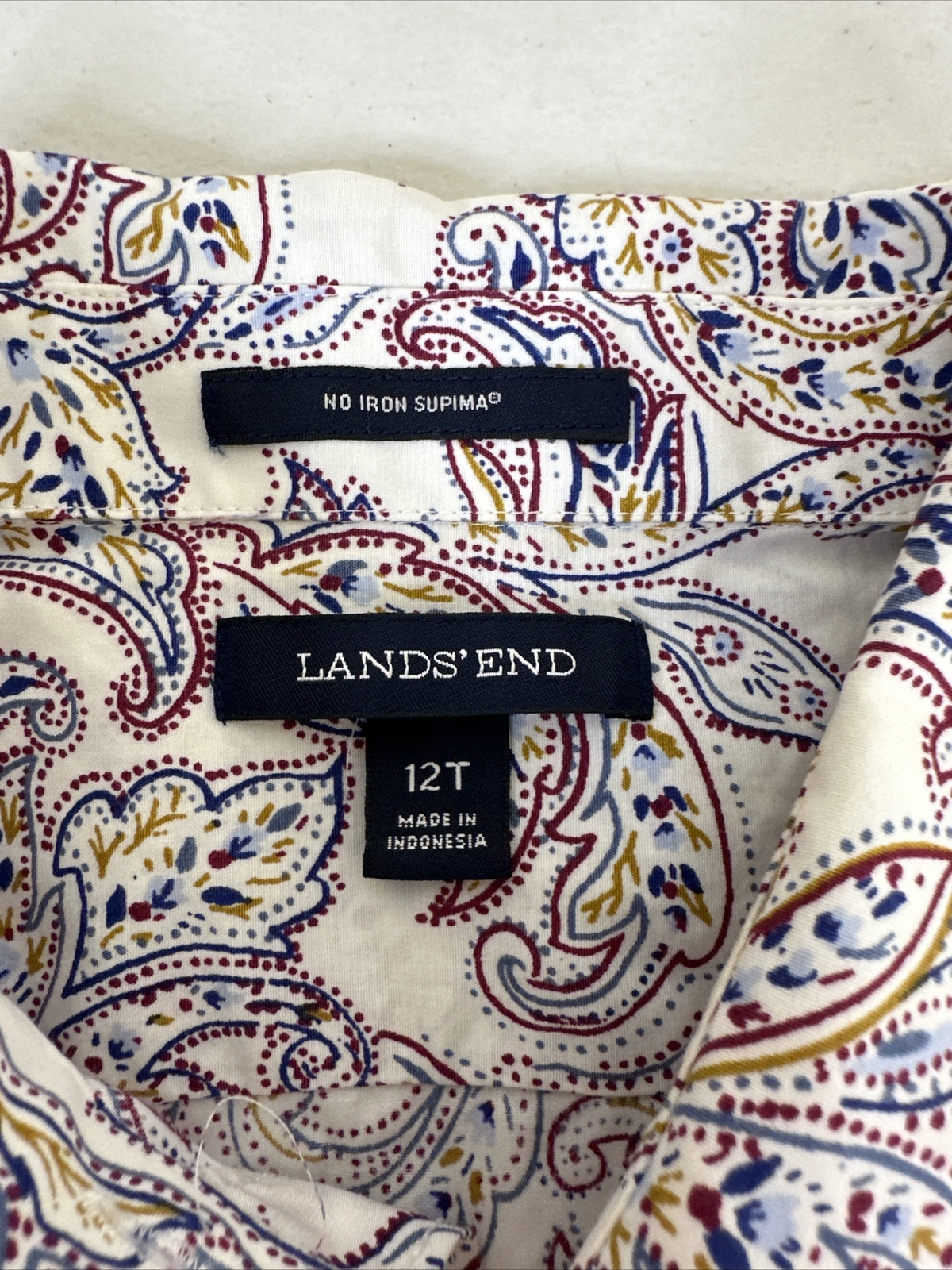 Land's End Womens Size 12T Floral NoIron Button Up Shirt Long Sleeve